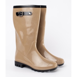 Galoshes femininos lacados bege 2