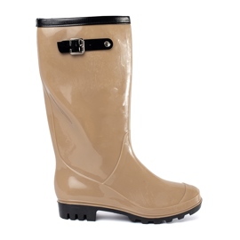 Galoshes femininos lacados bege 1