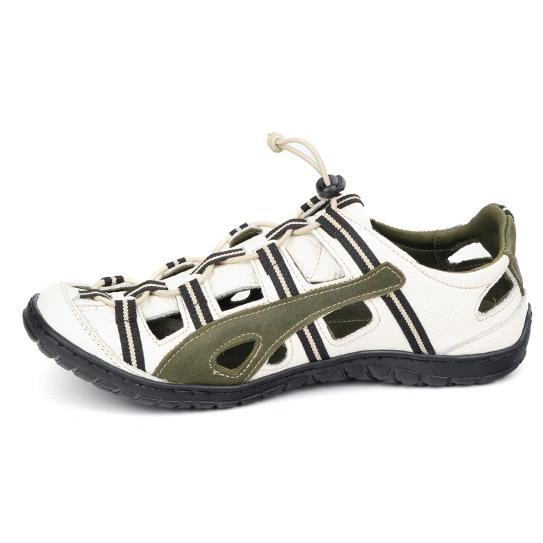 Olivier Sapatos de bicicleta de couro masculino 262kz branco com verde 1