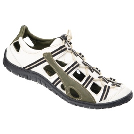 Olivier Sapatos de bicicleta de couro masculino 262kz branco com verde 2