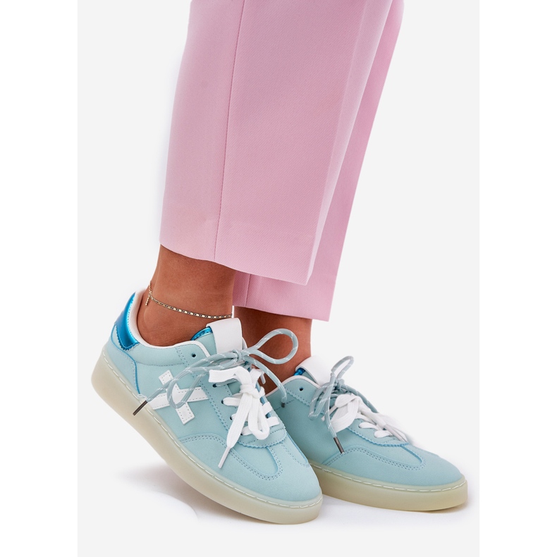 Sapatos esportivos femininos baixos com estampa de leopardo de hortelã azul 1