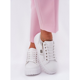 Sapatos esportivos femininos em plataforma com eco de couro branco 2