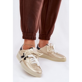 Sapatos esportivos femininos baixos dourados 2