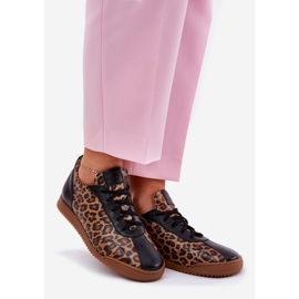 Sapatos de couro feminino em estampa de leopardo Laura Messi 2935 Brown castanho 1