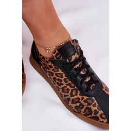 Sapatos de couro feminino em estampa de leopardo Laura Messi 2935 Brown marrom 2