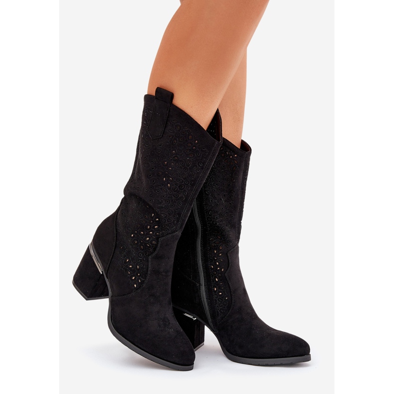 S.Barski Botas de abertura do cowboy de meio-bexinho S. Barski Hy51-238 Black preto 1