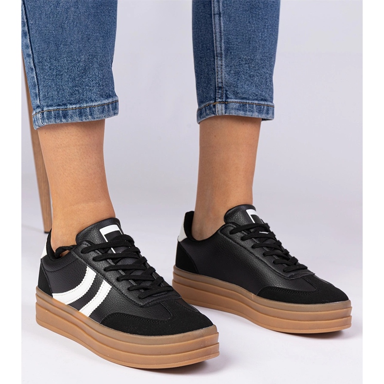 Tênis negros tênis femininos na plataforma preto 1