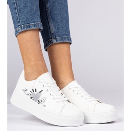 Tênis de tênis brancos tênis esportivos femininos com impressão 1