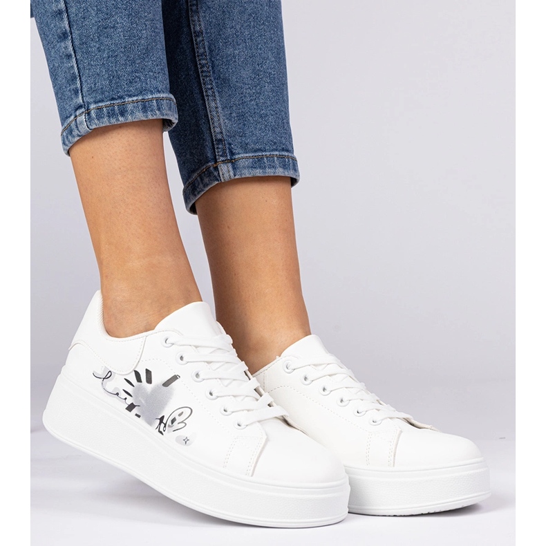 Tênis de tênis brancos tênis esportivos femininos com impressão 1