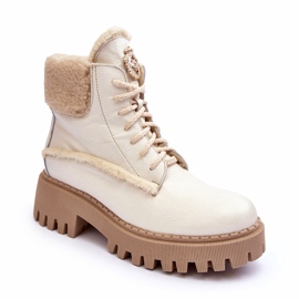 Lemar de botas de couro de couro feminino branco 1