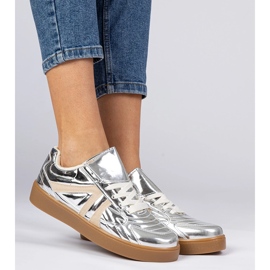 Tênis prateados tênis lacados prata 1