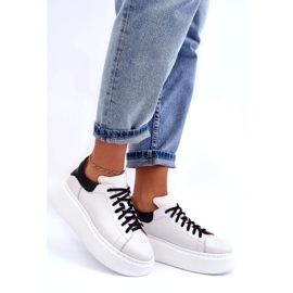 Lemar Sapatos de couro feminino na plataforma branca branco 1