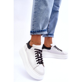 Lemar Sapatos de couro feminino na plataforma branca branco 2