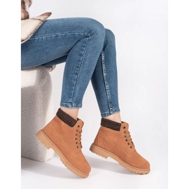 Original Walkman Shoes Caçadores de couro de camelo castanho 2