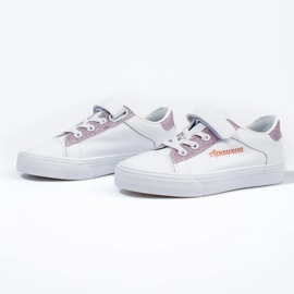 Tênis infantil branco com glitter rosa 2 Tênis infantil branco com glitter rosa 2