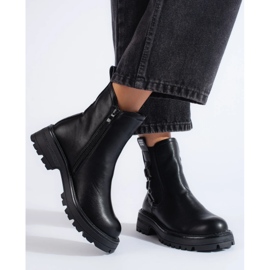 Botas Chelsea femininas negras com sola preta preto 2