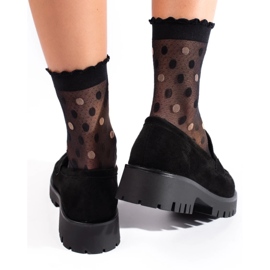 Mocassins de camurça Shelovet com sola grossa preto 2