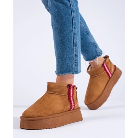 Botas femininas de neve em camurça camelo Shelovet castanho 2