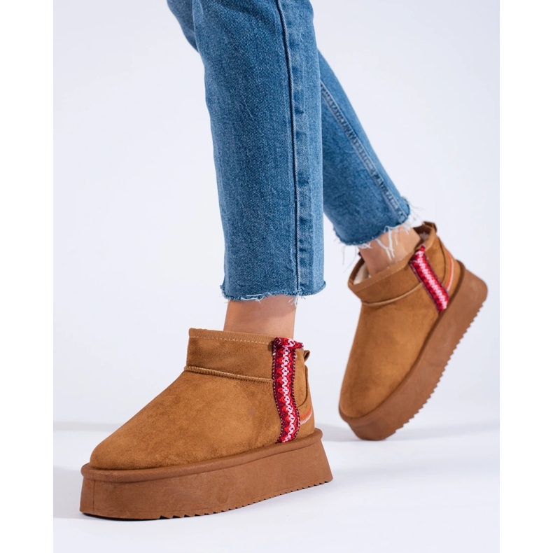 Botas femininas de neve em camurça camelo Shelovet marrom 2