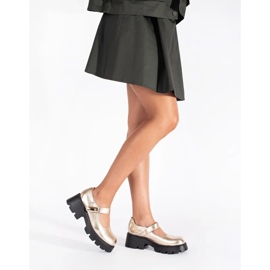 Sapatos plataforma femininos dourados 2