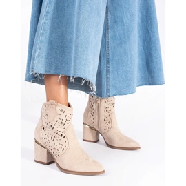 Seastar Botas de cowboy femininas bege com aberturas 1