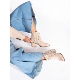 Seastar Botas de cowboy femininas bege com aberturas 2