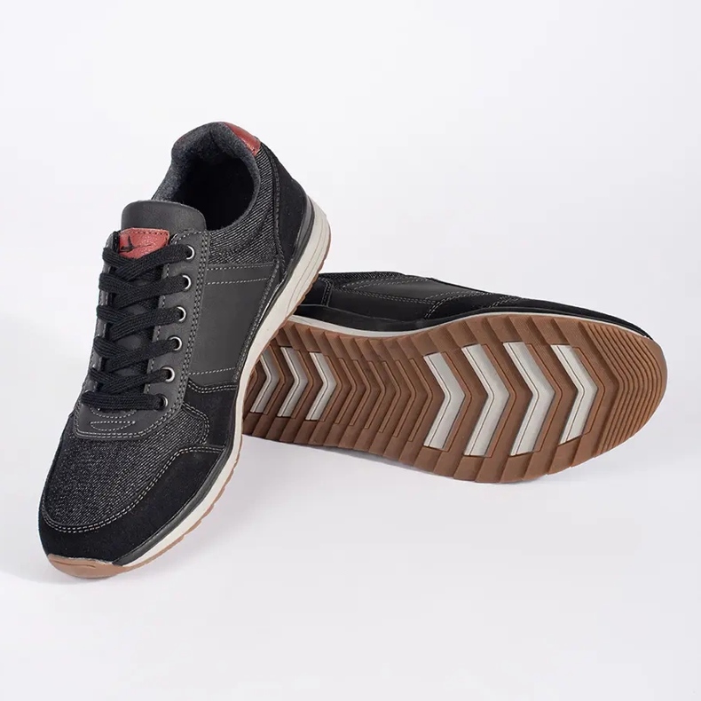 Vico Calçados esportivos masculinos pretos com cadarço 2