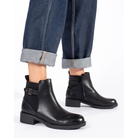 Botas Chelsea pretas femininas com salto baixo preto 1