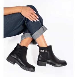 Botas Chelsea pretas femininas com salto baixo preto 2