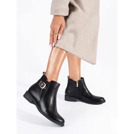 Botas Chelsea femininas negras com elementos dourados preto 1
