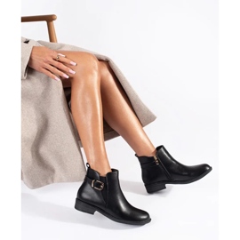 Botas Chelsea femininas negras com elementos dourados preto 2
