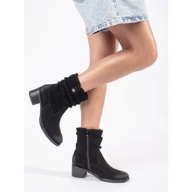 Botas cowboy femininas de couro preto por Sergio Leone 1