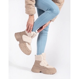 Seastar Botas de neve com plataforma bege e pele de tosquia 1