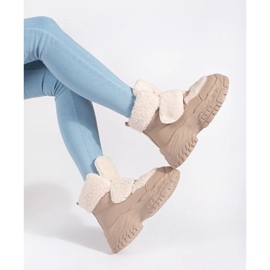 Seastar Botas de neve com plataforma bege e pele de tosquia 2