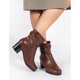 Botins femininos de couro marrom com parte superior com babados de Sergio Leone castanho 2