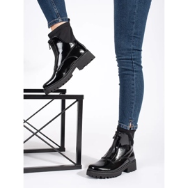 Goodin Botins femininos pretos envernizados com zíper 2 Goodin Botins femininos pretos envernizados com zíper 2