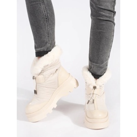 Seastar Botas de neve femininas bege com pele na plataforma 1 Seastar Botas de neve femininas bege com pele na plataforma 1