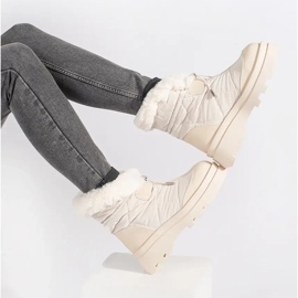 Seastar Botas de neve femininas bege com pele na plataforma 2