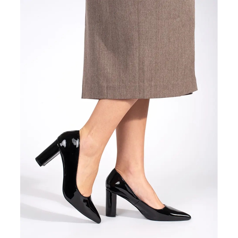 Seastar Elegantes sapatos de salto alto pretos envernizados 1