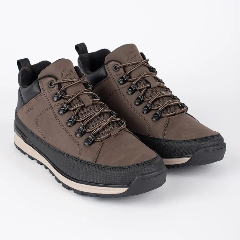 Vico Sapatos de trekking masculinos com atacadores castanhos 2