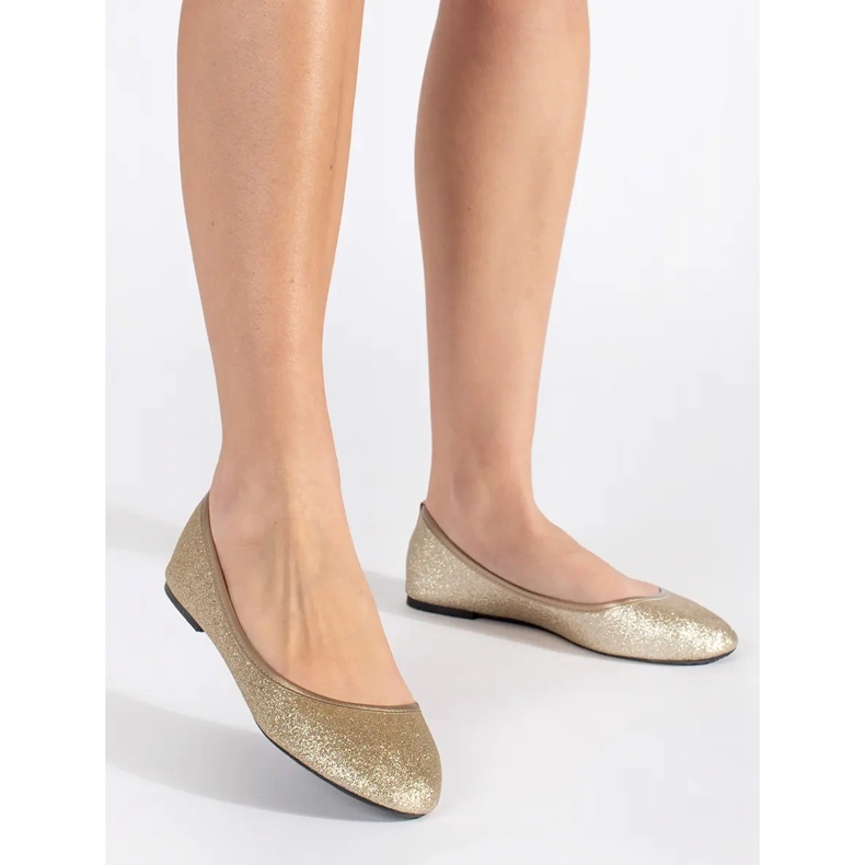 Sapatilhas planas douradas com glitter dourado 1 Sapatilhas planas douradas com glitter dourado 1