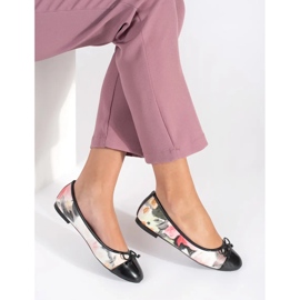 Sapatilhas florais femininas com laço preto 1
