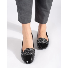 Sapatilhas rasas pretas e brancas femininas preto 2