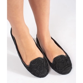 Goodin Sapatilhas femininas negras com renda preto 1