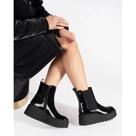 Seastar Botas Chelsea pretas femininas com cunha preto 1