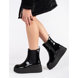 Seastar Botas Chelsea pretas femininas com cunha preto 2
