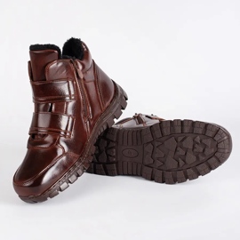 Botas altas de inverno marrons com fecho de velcro castanho 2