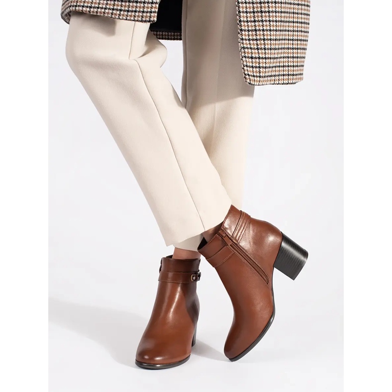 Botins femininos de couro marrom Sergio Leone 1