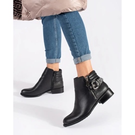 Botas Chelsea femininas pretas com salto plano preto 1