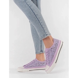 Violet OpenWork Sneakers amarrado roxo 2